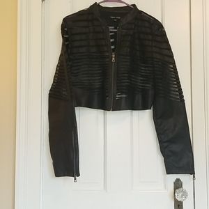 NWOT Black faux leather crop jacket